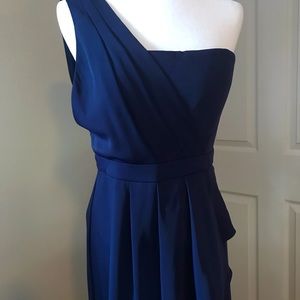 BCBG Deep Blue one shoulder goddess dress